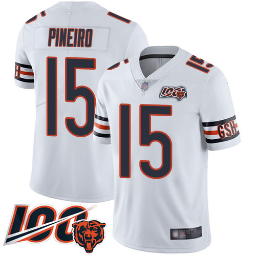 Chicago Bears Limited White Men Eddy Pineiro Road Jersey NFL Football #15 100th Season Vapor Untouchable